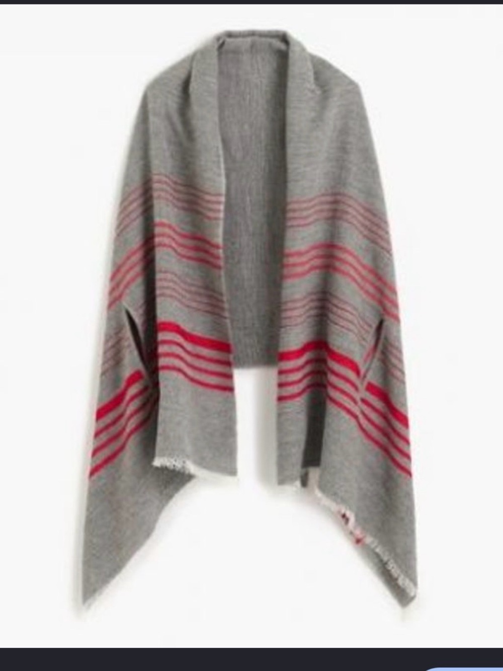J. Crew Striped Cape Scarf Red and Gray Like New